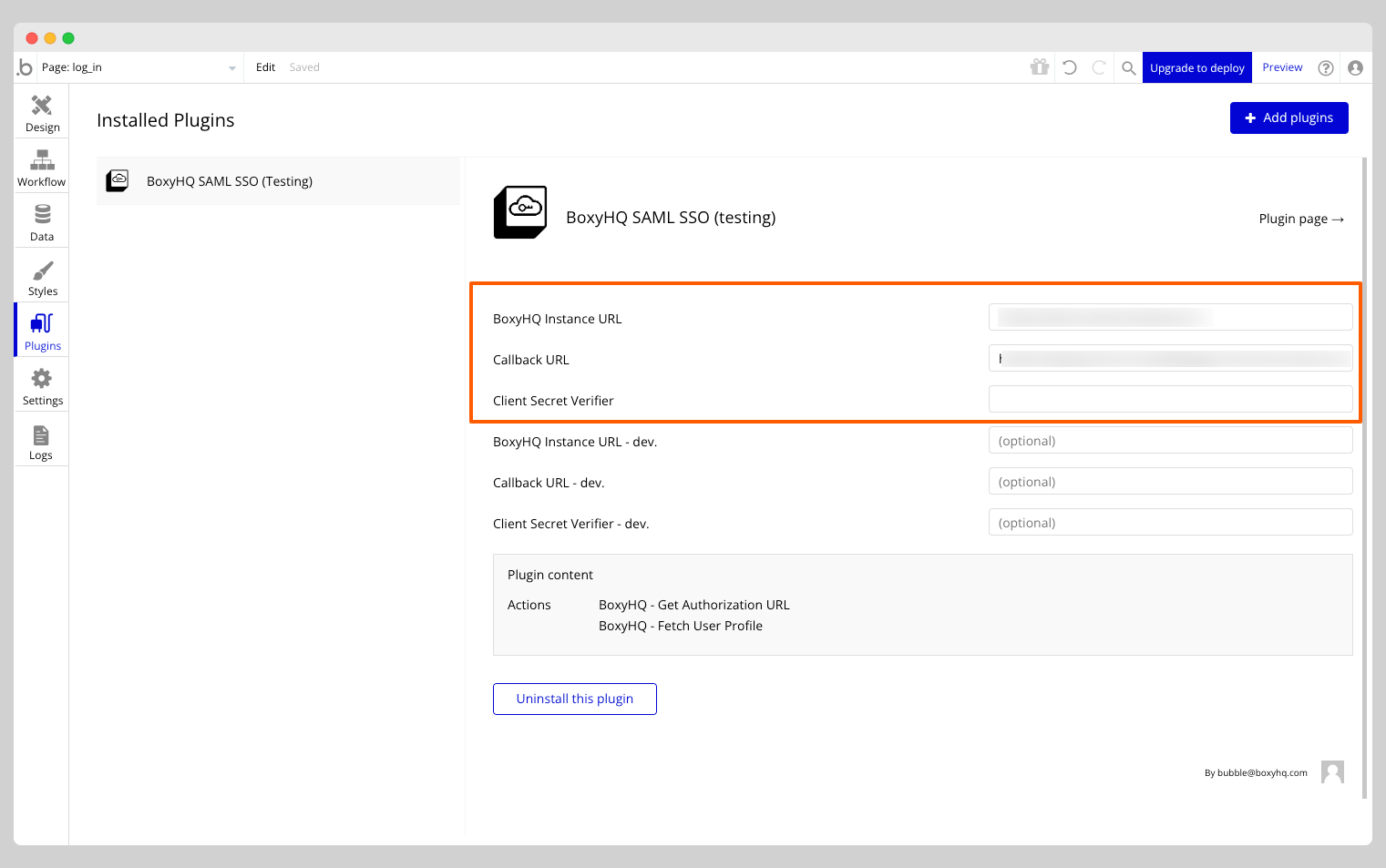 Configure the plugin