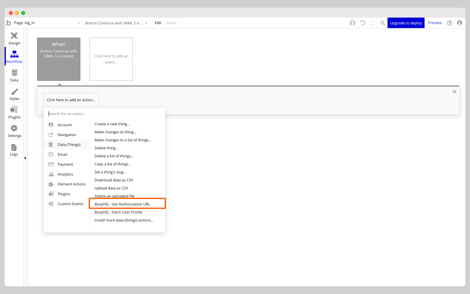 BoxyHQ - Get Authorization URL Action