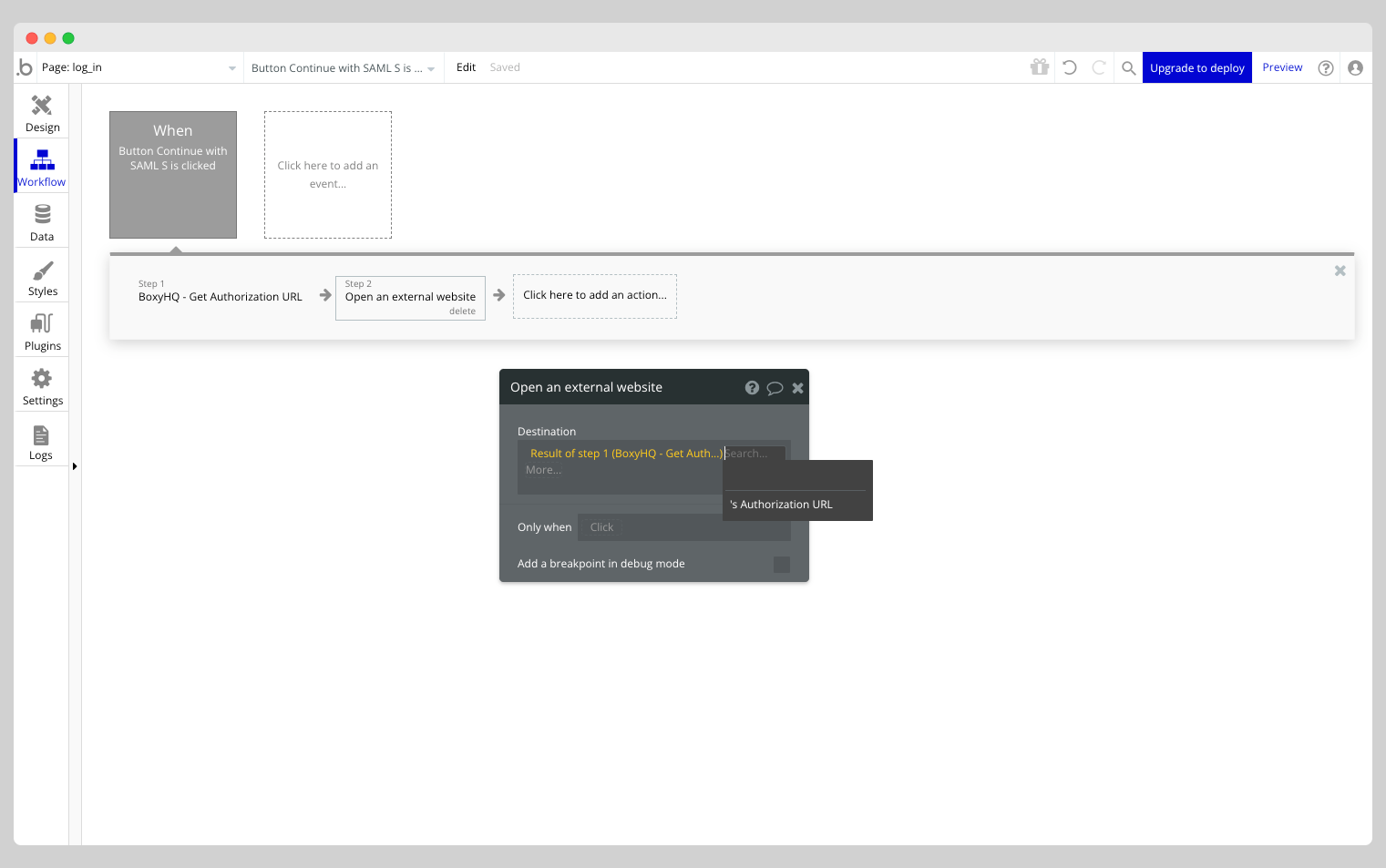 BoxyHQ - Get Authorization URL Action